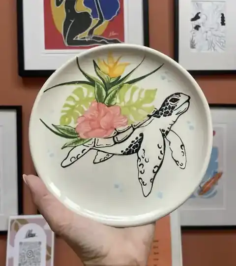Assiette tortue tropicale